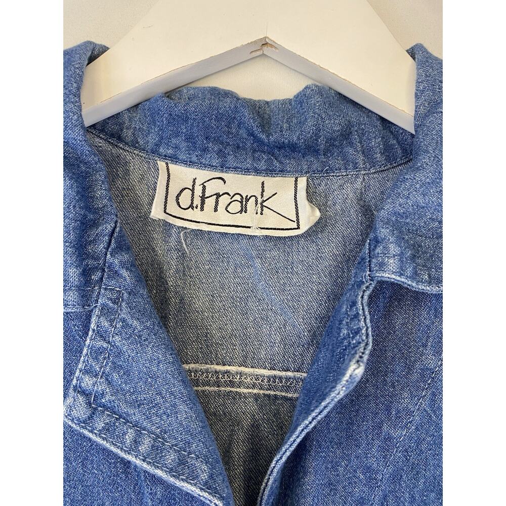 dfrank Vtg Y2K 90s BLue Floral Embroidered Button Vest Sleeveless Women's M - Picture 3 of 6